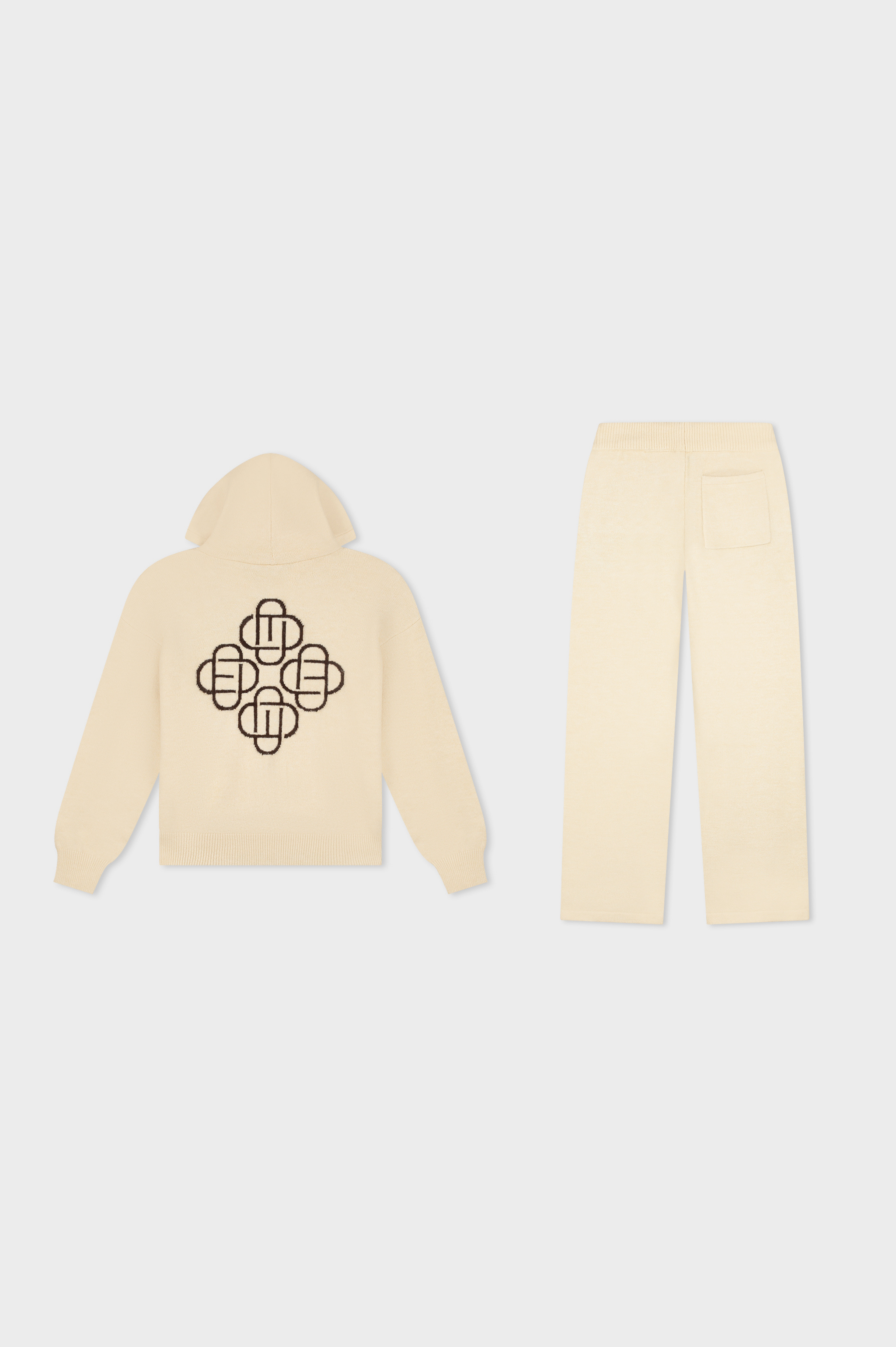 FLUFFY KNIT FULL ZIP SET | OFF-WHITE