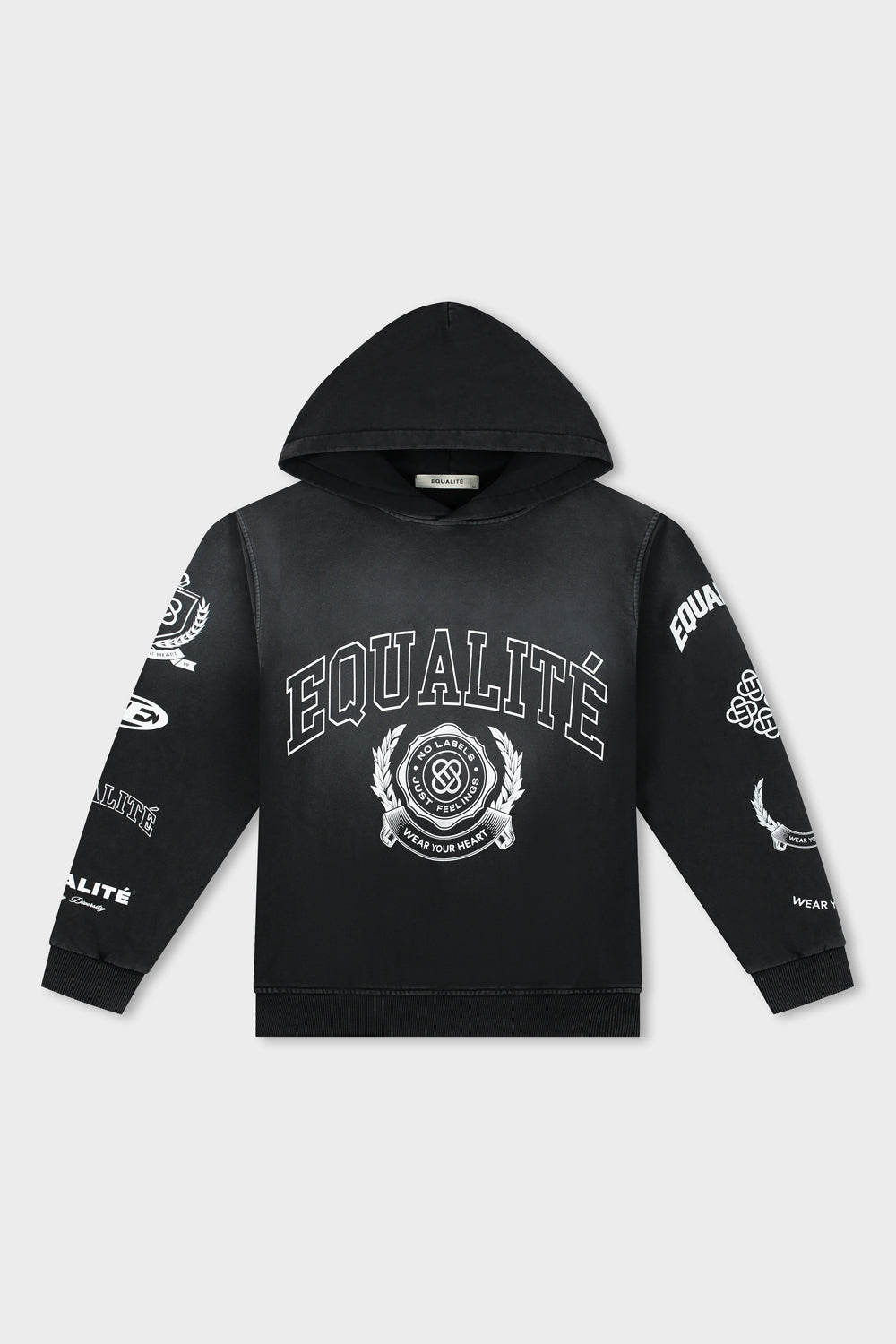 COLLEGE OVERSIZED HOODIE | BLACK WASHED