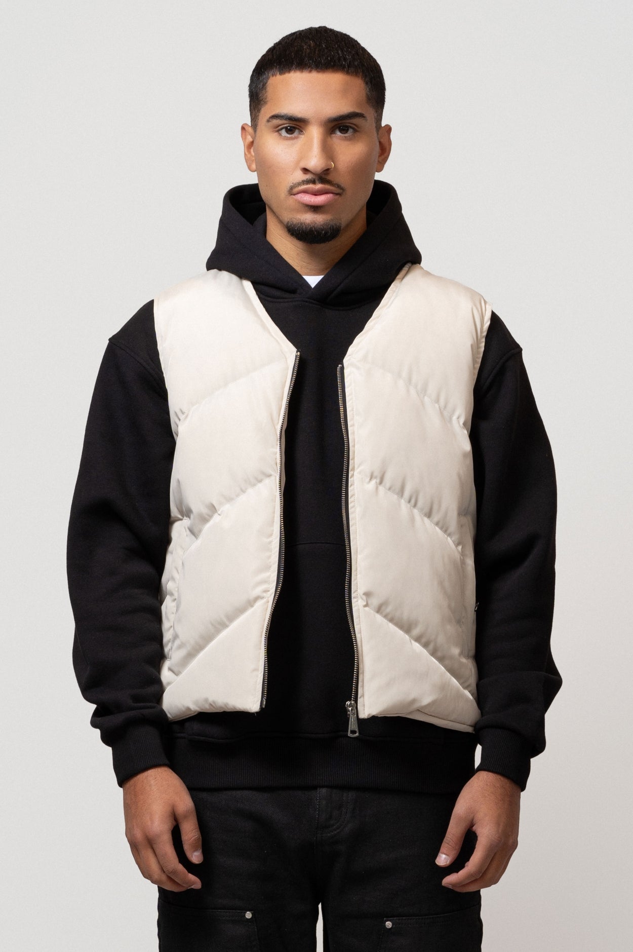 DIAGONAL BODYWARMER | OFF-WHITE