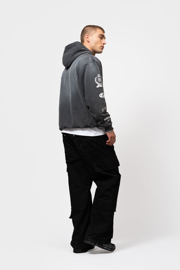 COLLEGE OVERSIZED HOODIE | BLACK WASHED