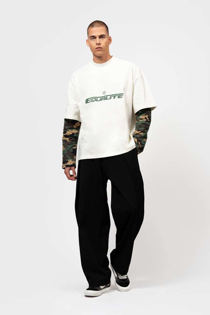 ENZO DOUBLE LAYER LONGSLEEVE TEE | OFF-WHITE & CAMO