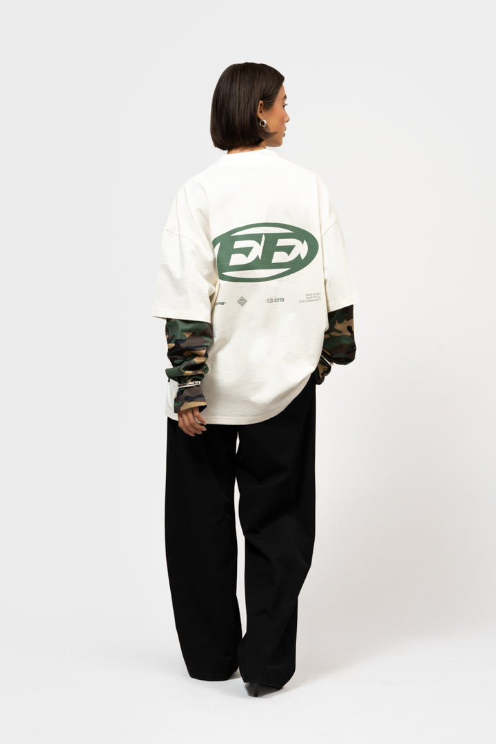 ENZO DOUBLE LAYER LONGSLEEVE TEE | OFF-WHITE & CAMO