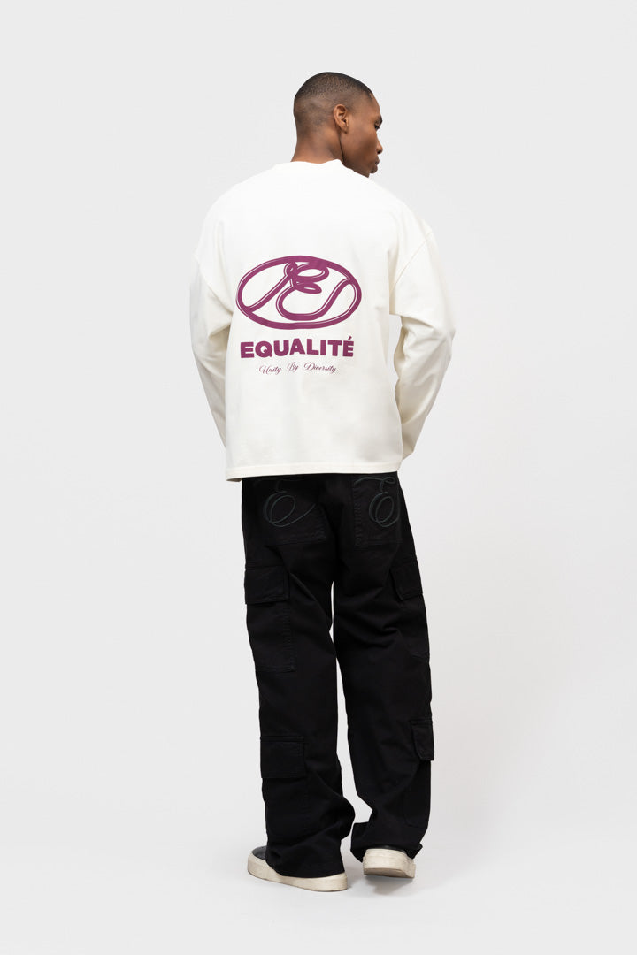 ARID LONGSLEEVE TEE | OFF-WHITE & DEEP PURPLE