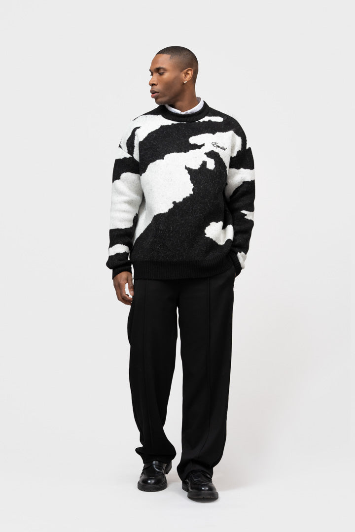 CAMO KNIT SWEATER | BLACK & OFF-WHITE