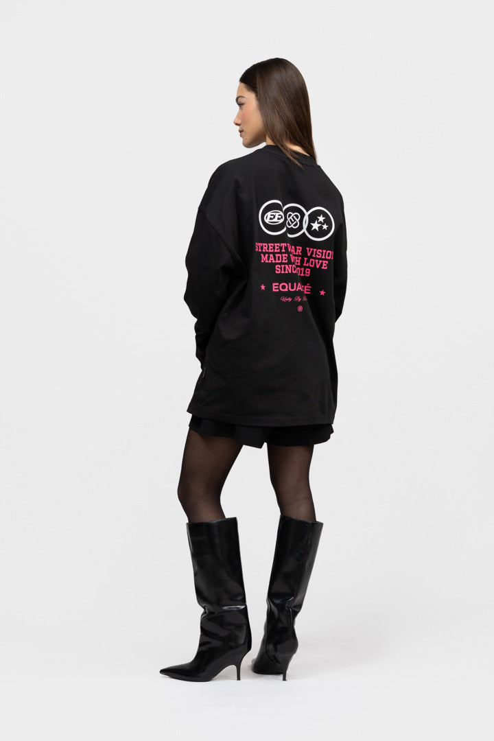 UNIVERSE LONGSLEEVE TEE | BLACK & PINK
