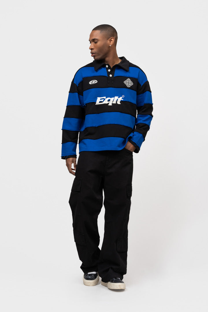 STRIPE JERSEY POLO | BLACK & BLUE