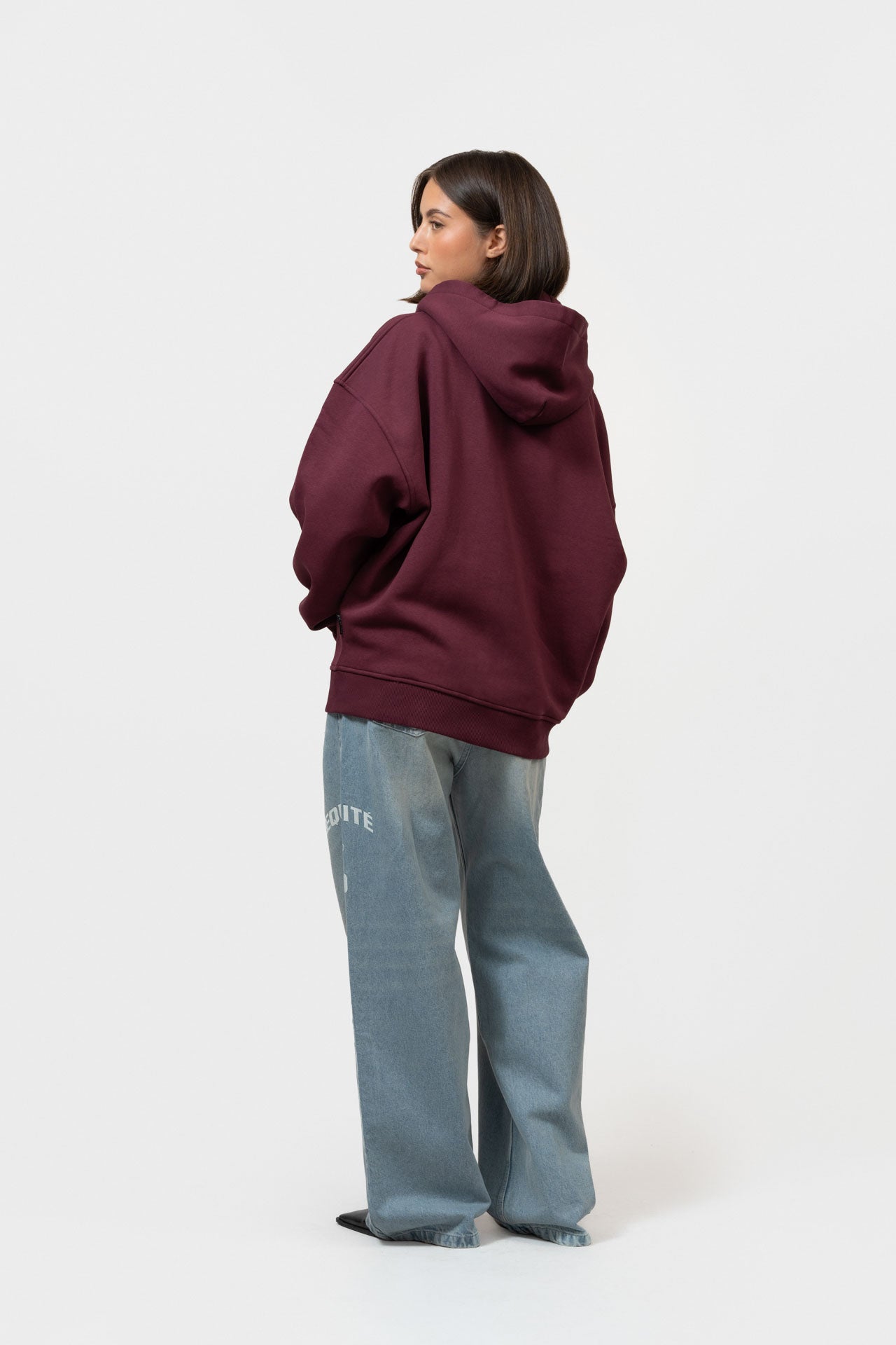 ISA FULL ZIP HOODIE | AUBERGINE