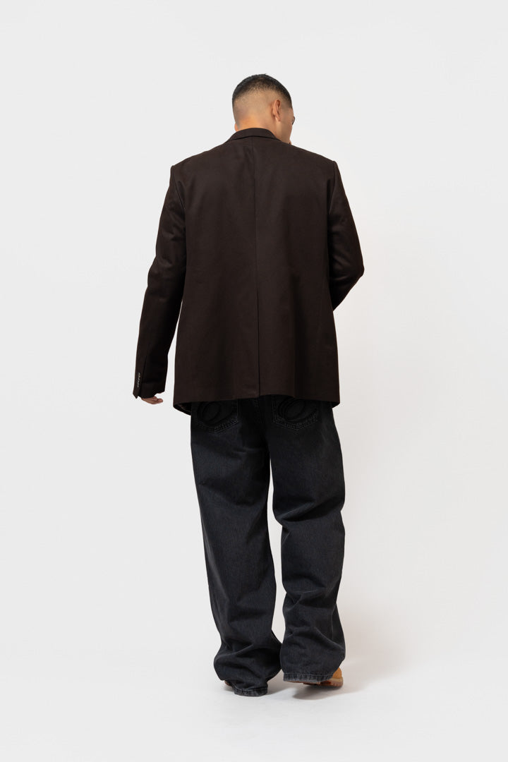 BROCHED OVERSIZED BLAZER | BROWN