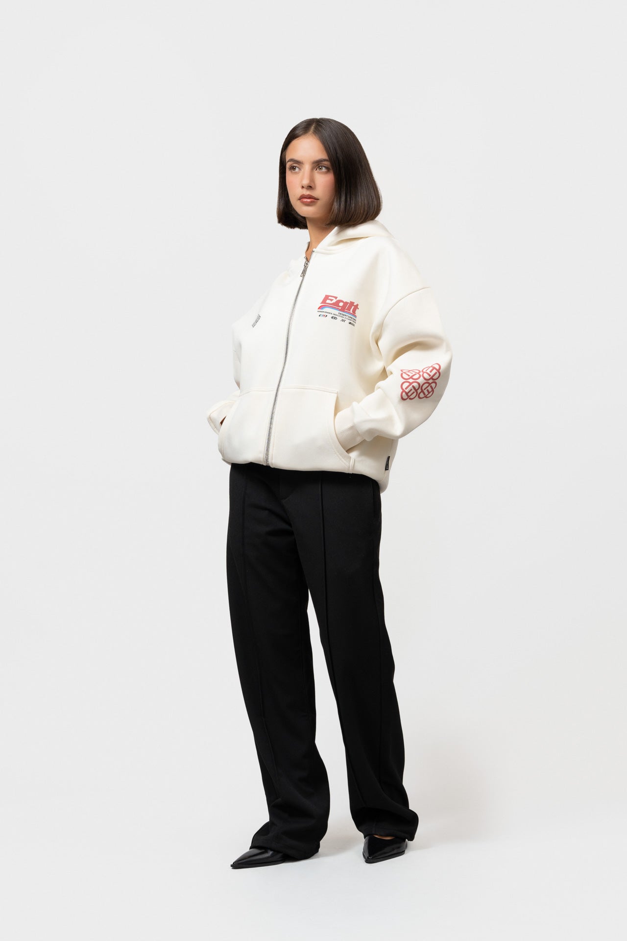 DESERT OVERSIZED FULL ZIP HOODIE | OFF WHITE