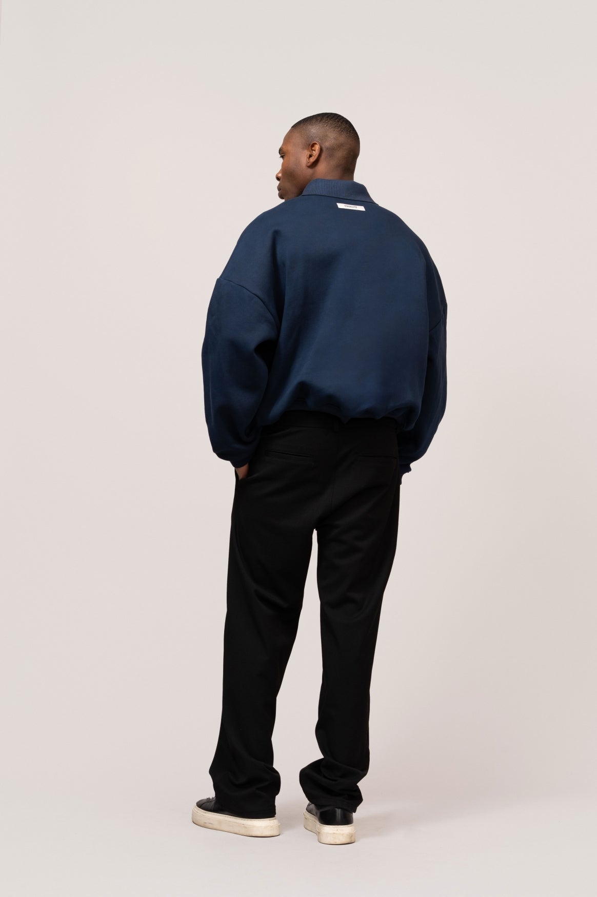 VARSITY POLO SWEATER | NAVY & OFF-WHITE