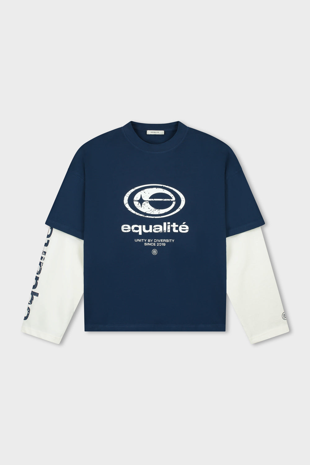 ELAN DOUBLE LAYER LONGSLEEVE TEE | NAVY & OFF-WHITE