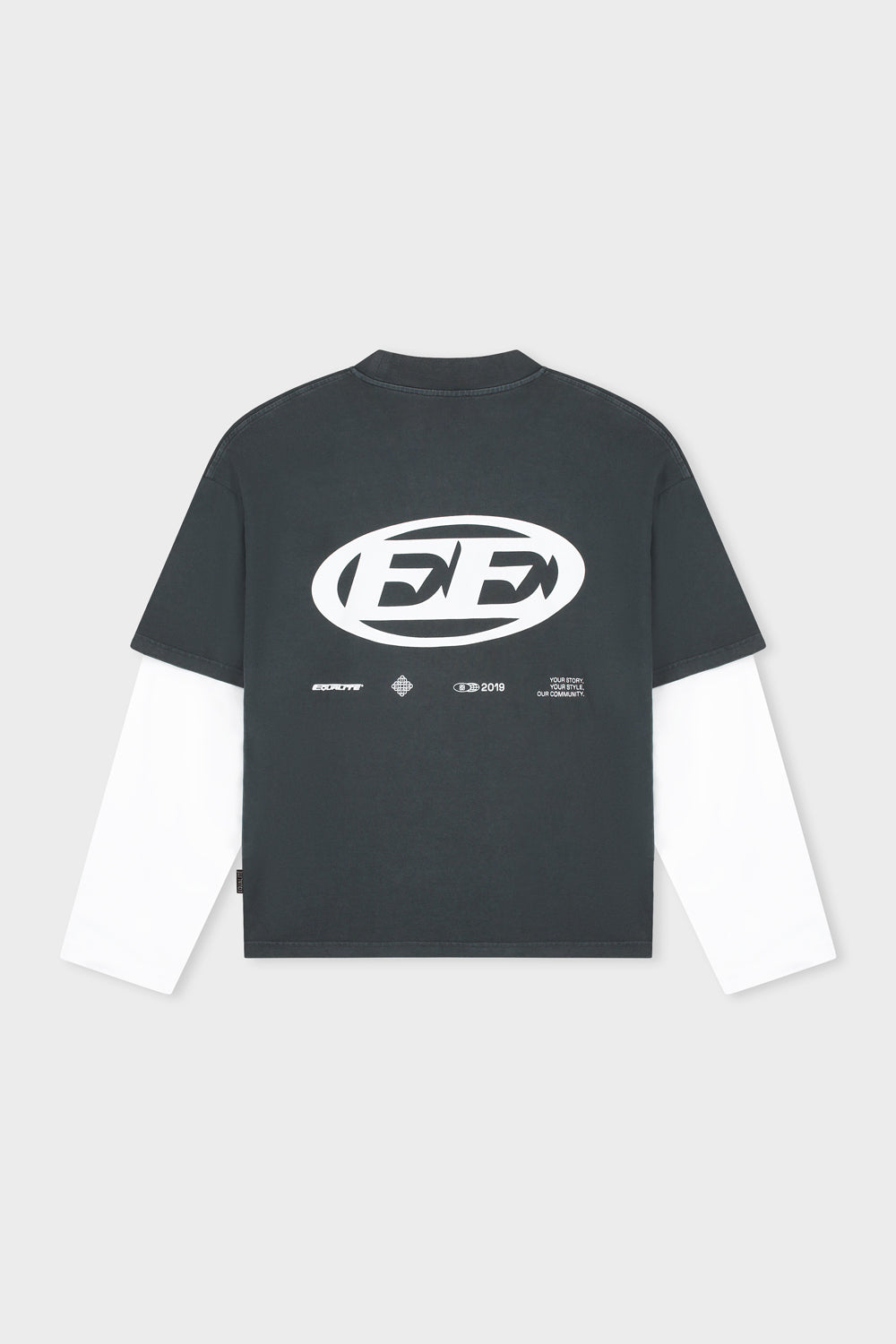 ENZO DOUBLE LAYER LONGSLEEVE TEE | WASHED BLACK & WHITE