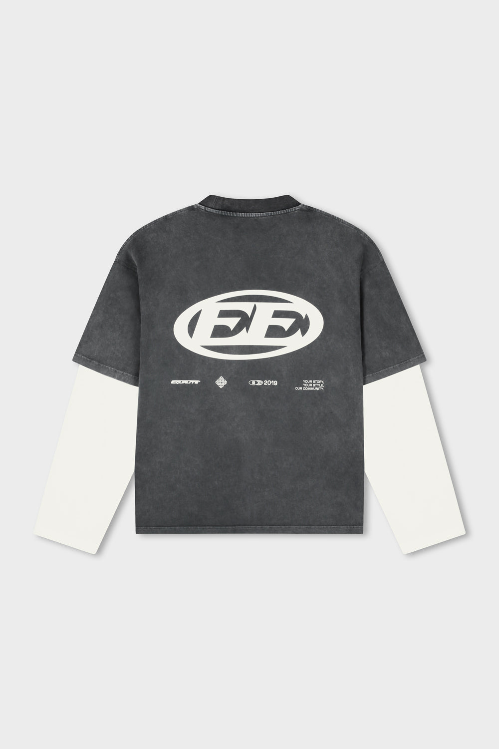 ENZO DOUBLE LAYER LONGSLEEVE TEE | WASHED GREY & WHITE