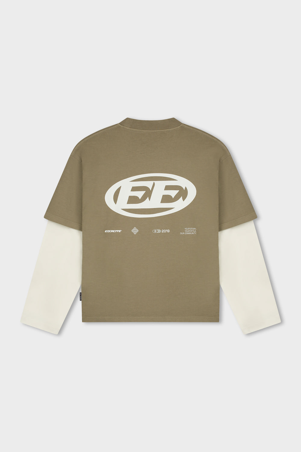 ENZO DOUBLE LAYER LONGSLEEVE TEE | WASHED TAUPE & OFF-WHITE