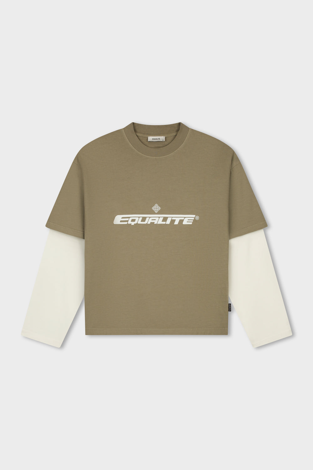 ENZO DOUBLE LAYER LONGSLEEVE TEE | WASHED TAUPE & OFF-WHITE
