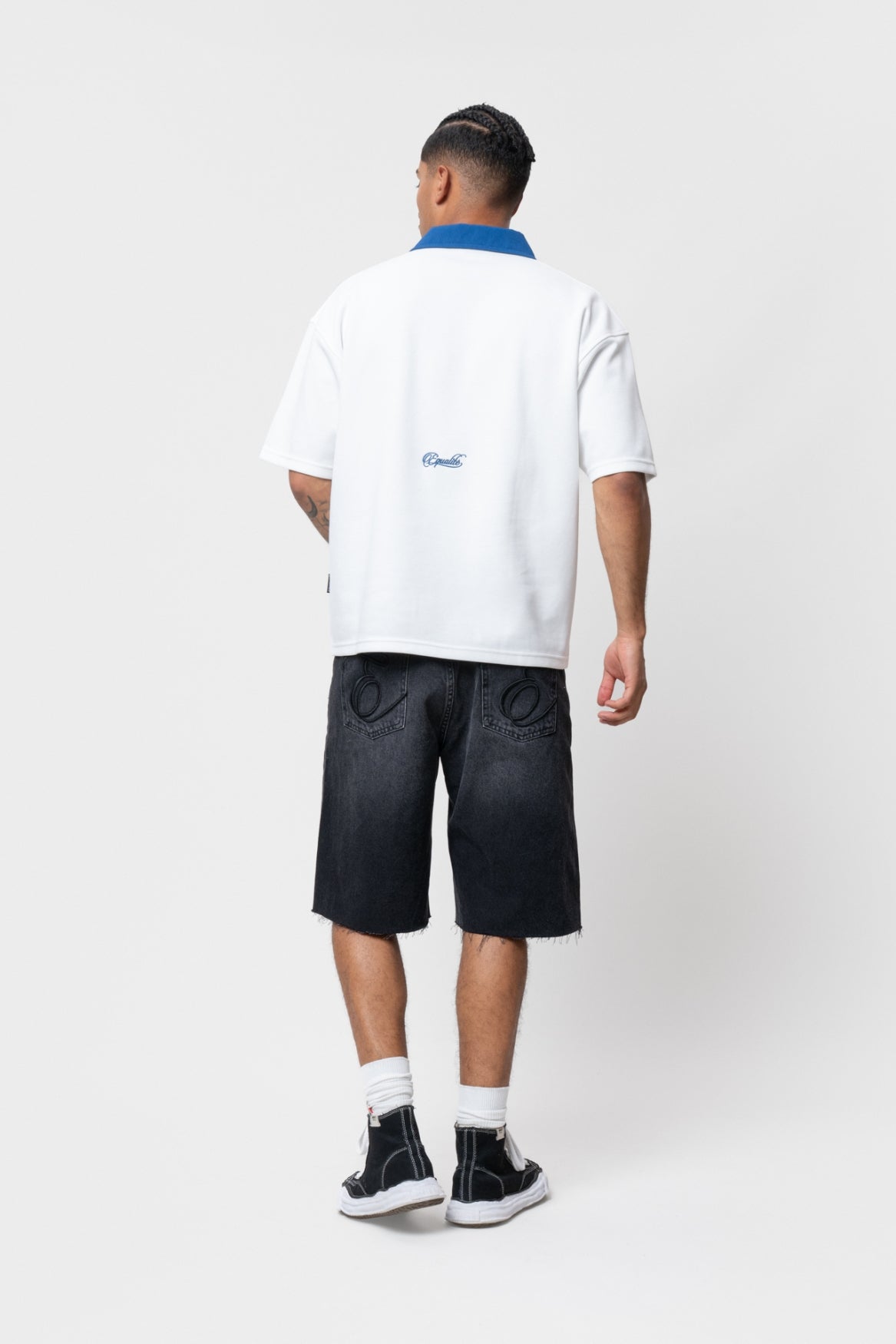CAPE VERDE OVERSIZED JERSEY POLO | OFF-WHITE & BLUE