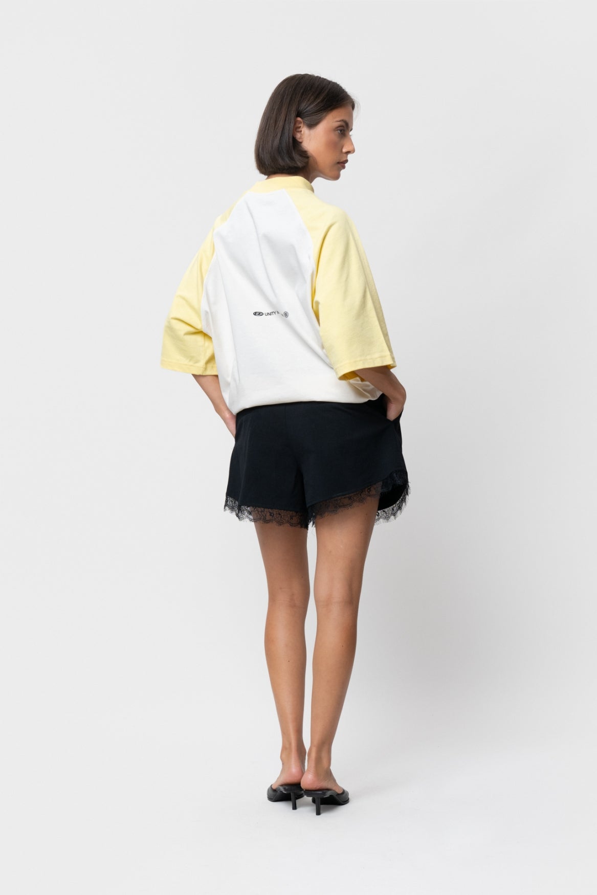 CELESTE RAGLAN BOXY TEE | MELANGE GREY & SOFT YELLOW