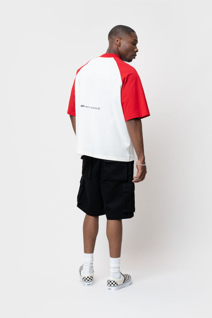 AXEL RAGLAN BOXY TEE | OFF-WHITE & RED