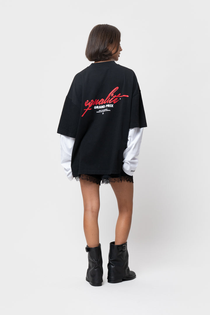 GRAND PRIX DOUBLE LAYER LONGSLEEVE TEE | BLACK