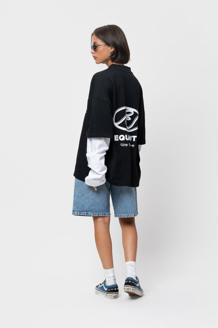 ARID DOUBLE LAYER OVERSIZED LONGSLEEVE TEE | BLACK