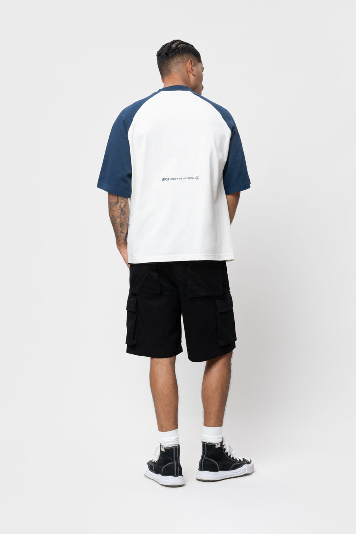 AXEL RAGLAN BOXY TEE | OFF-WHITE & NAVY