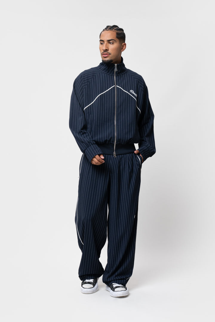 LUCIEN TRACK PANTS | NAVY PIN STRIPE