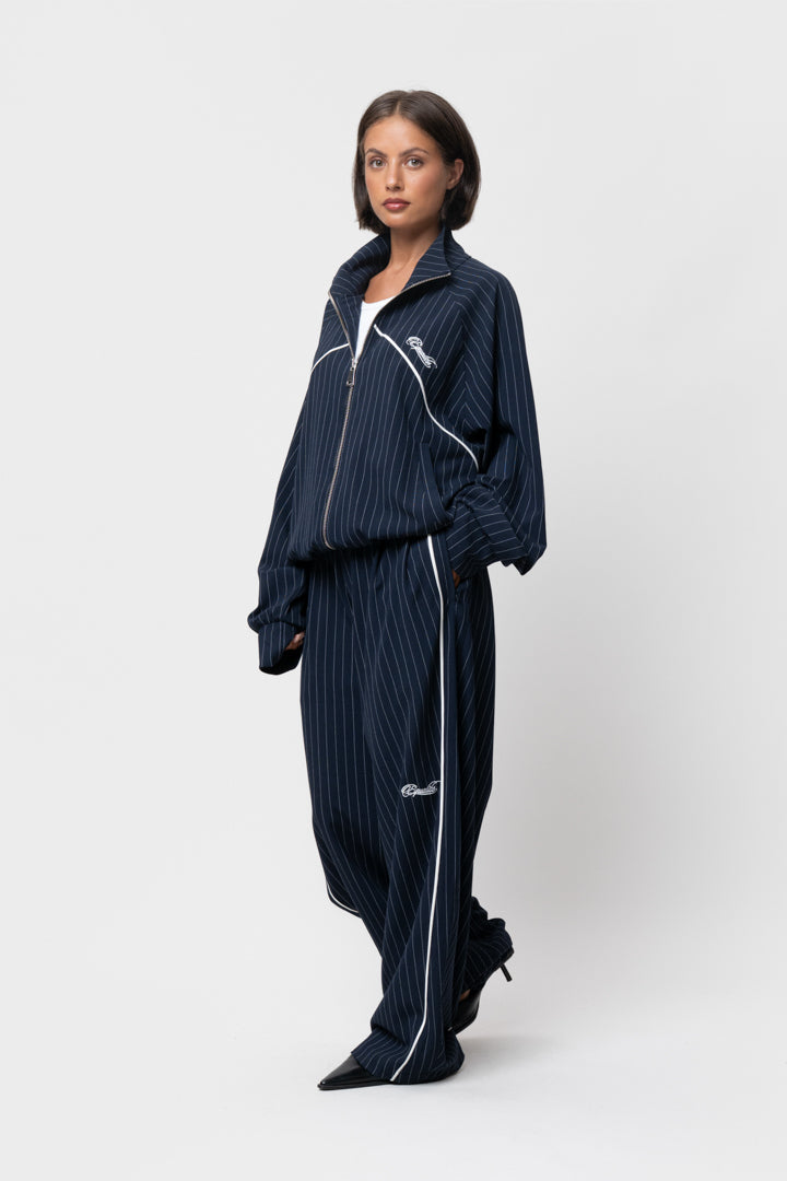 LUCIEN TRACK JACKET | NAVY PIN STRIPE