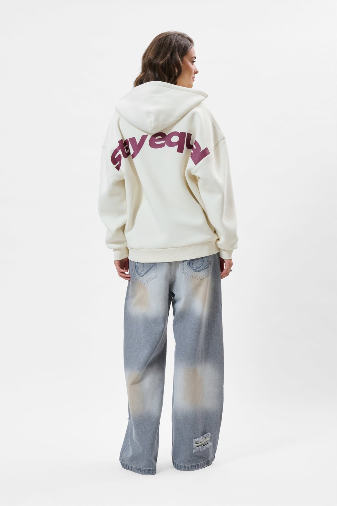 STAY EQUAL OVERSIZED FULL ZIP HOODIE | OFF-WHITE