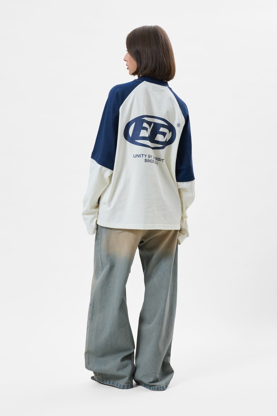 DANTE DOUBLE LAYER LONGSLEEVE TEE | OFF-WHITE & NAVY