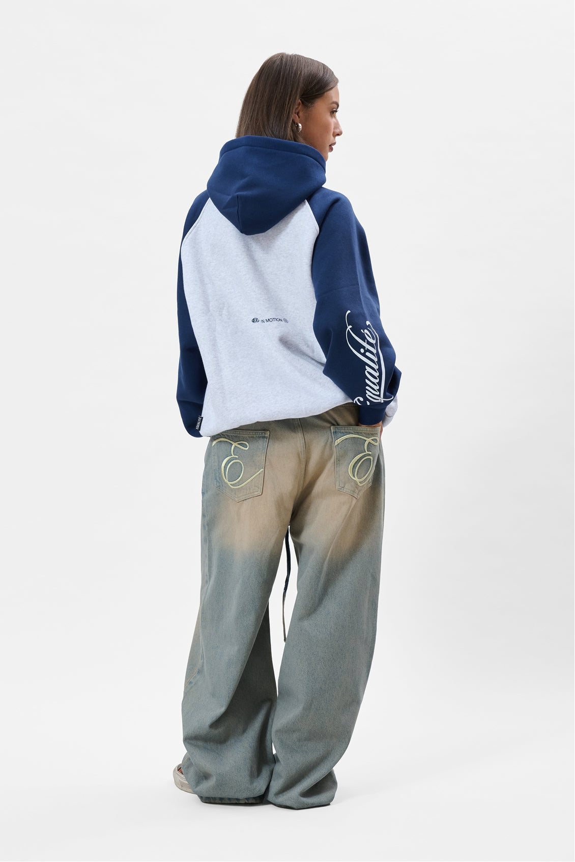 JETT RAGLAN OVERSIZED HOODIE | MELANGE GREY & NAVY
