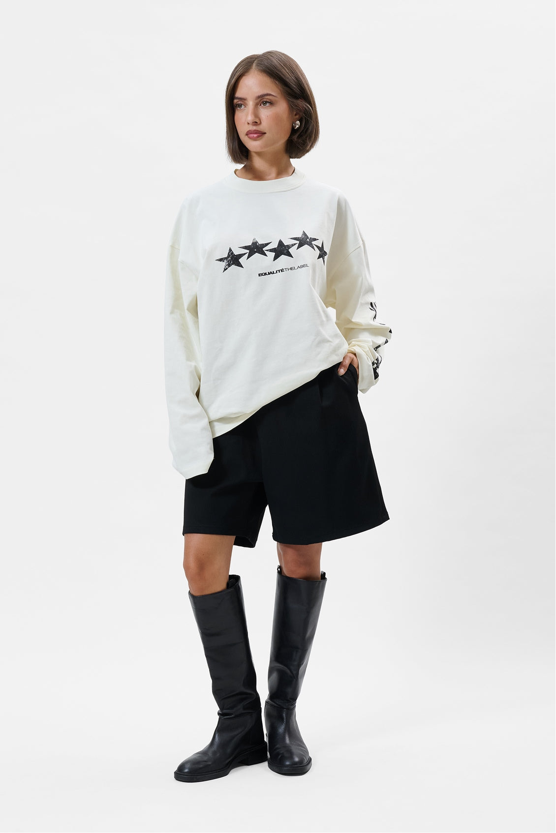 NERO OVERSIZED LONGSLEEVE TEE | OFF-WHITE & BLACK