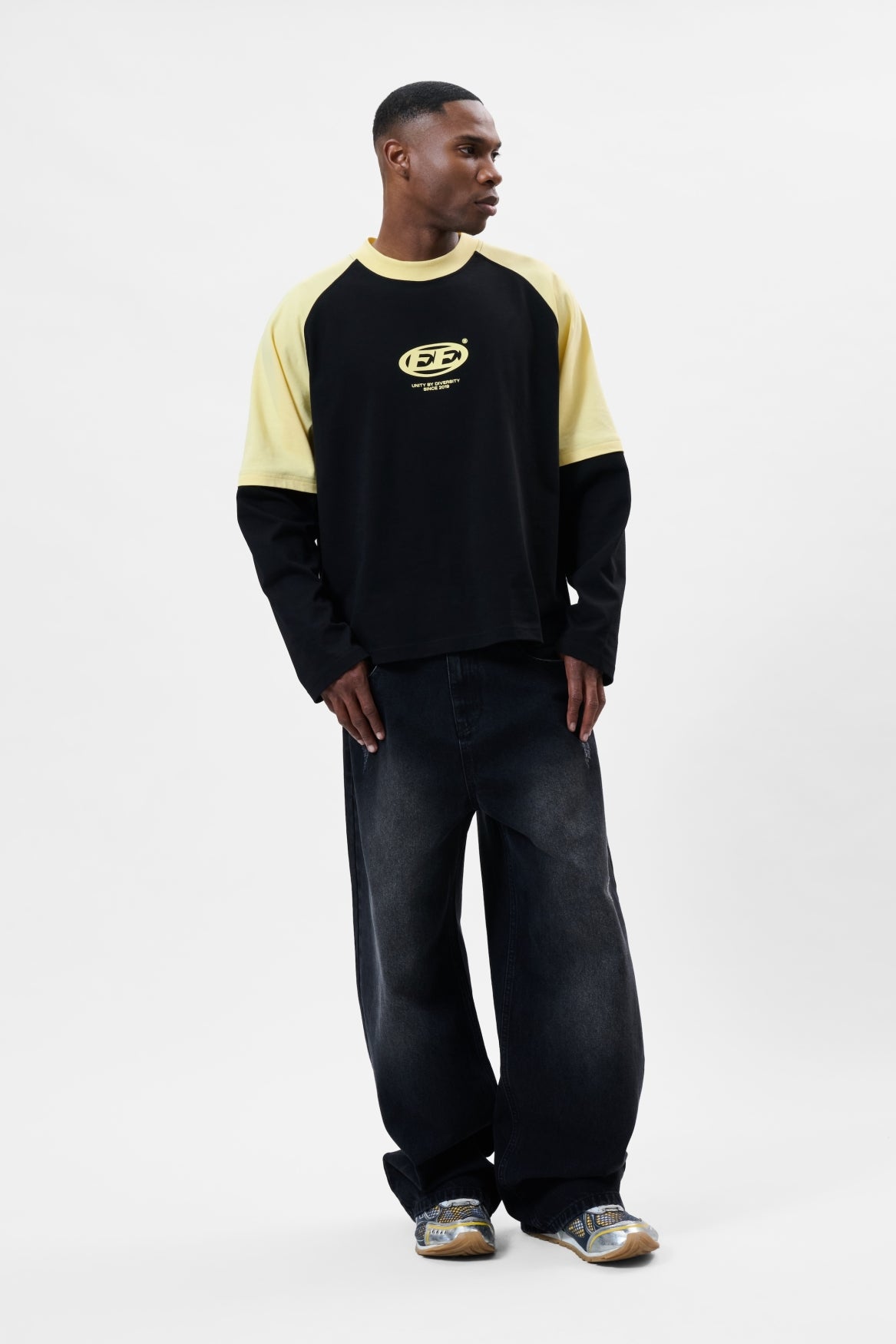 DANTE DOUBLE LAYER LONGSLEEVE TEE | BLACK & YELLOW