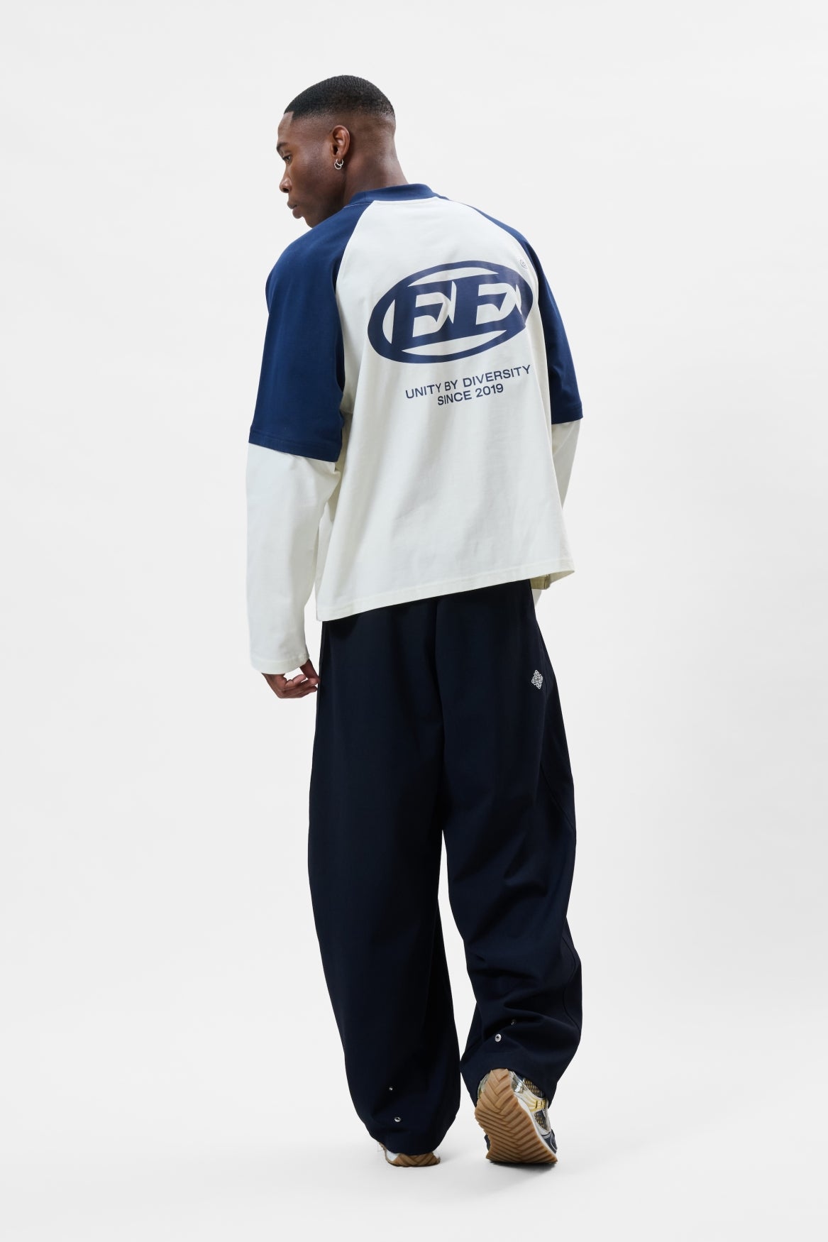 DANTE DOUBLE LAYER LONGSLEEVE TEE | OFF-WHITE & NAVY