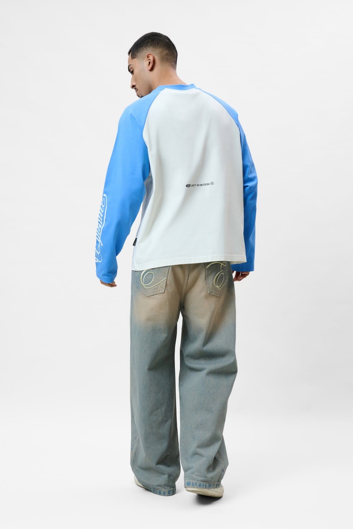 JETT RAGLAN LONGSLEEVE TEE | OFF-WHITE & CORN BLUE