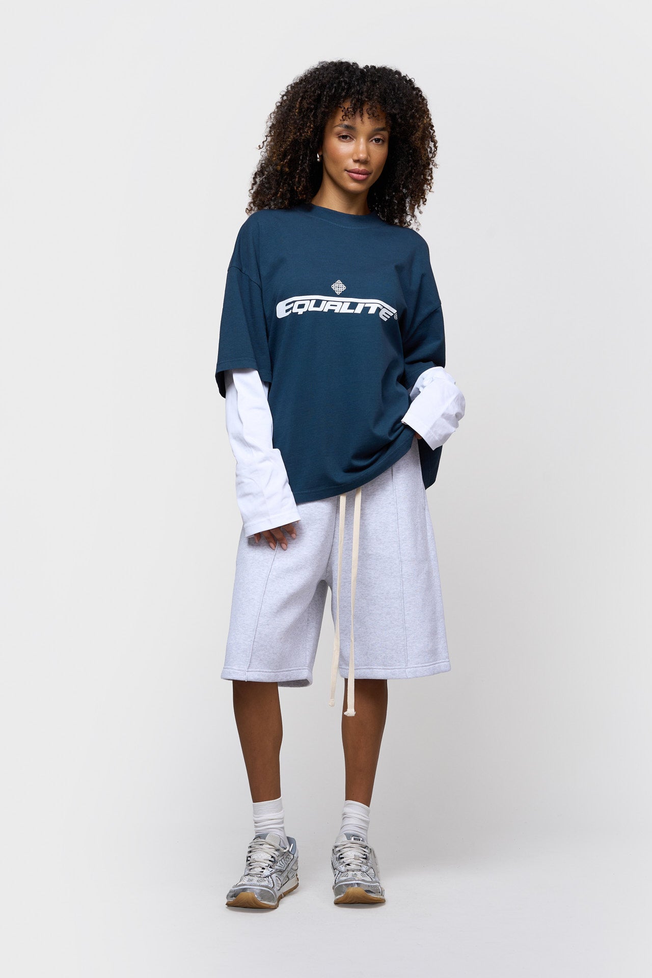 ENZO DOUBLE LAYER LONGSLEEVE TEE | WASHED NAVY & WHITE