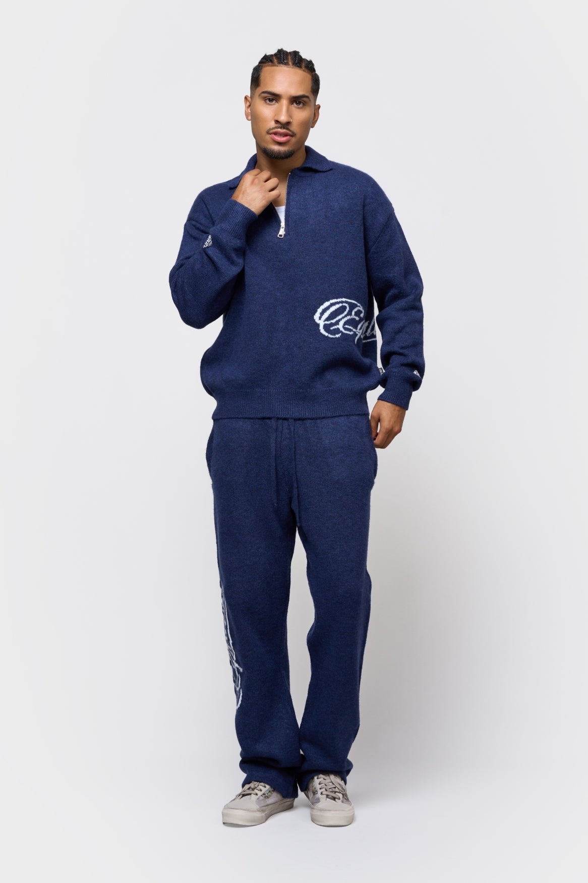 FLUFFY KNIT QUARTER ZIP POLO | NAVY