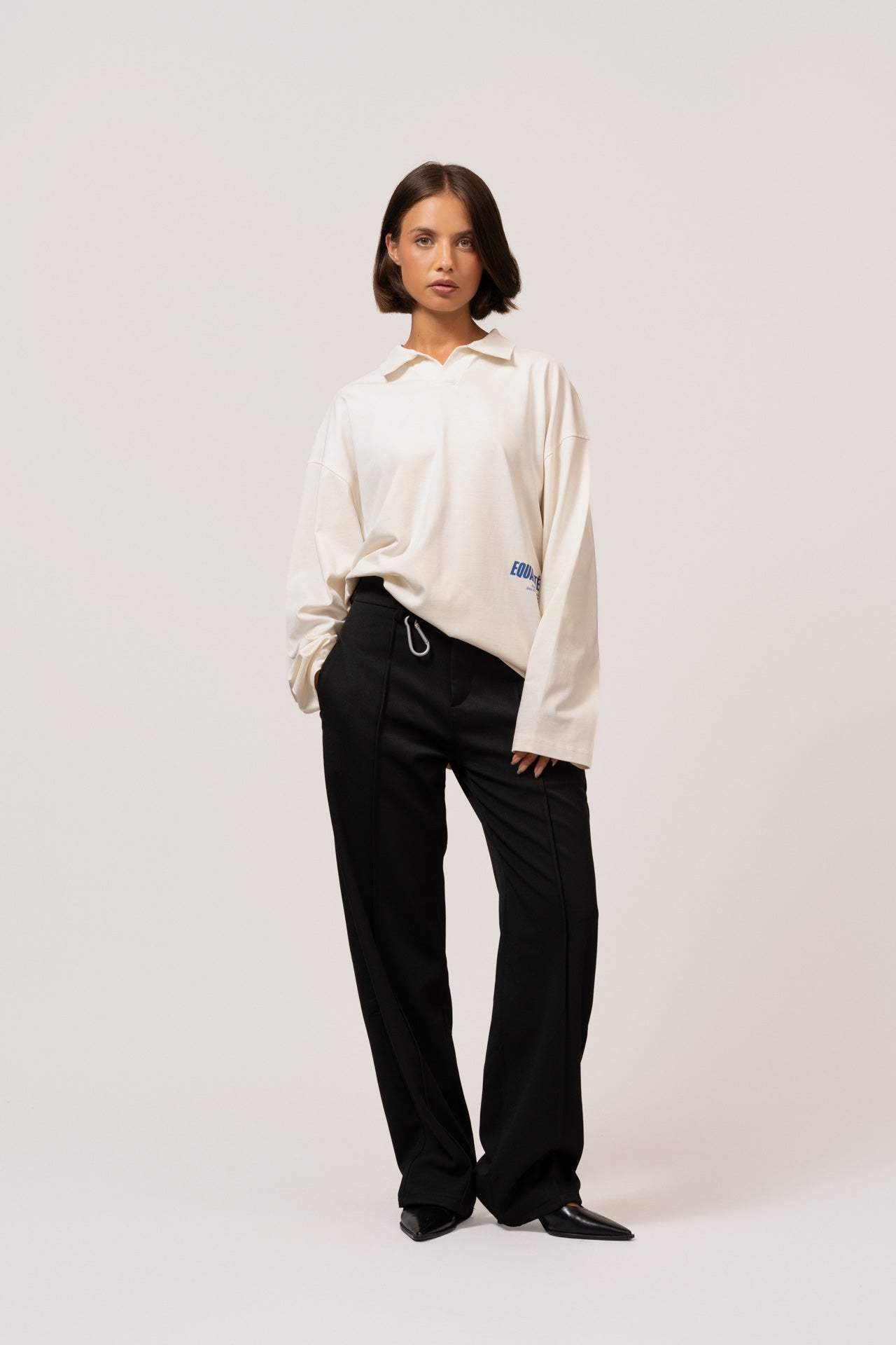 ELIA LONGSLEEVE POLO | OFF-WHITE