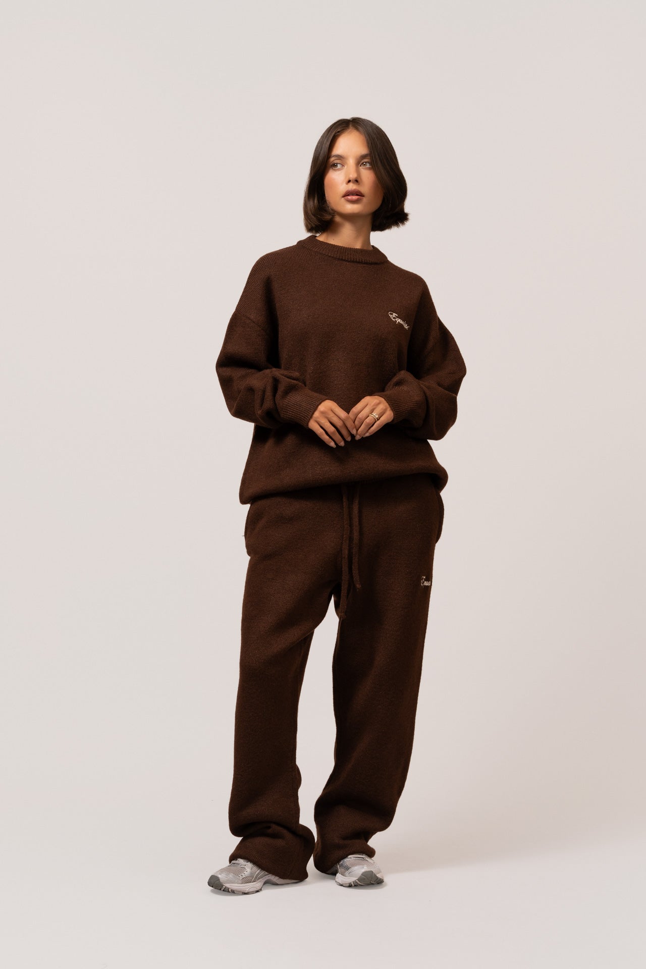 FLUFFY KNIT PANTS | BROWN