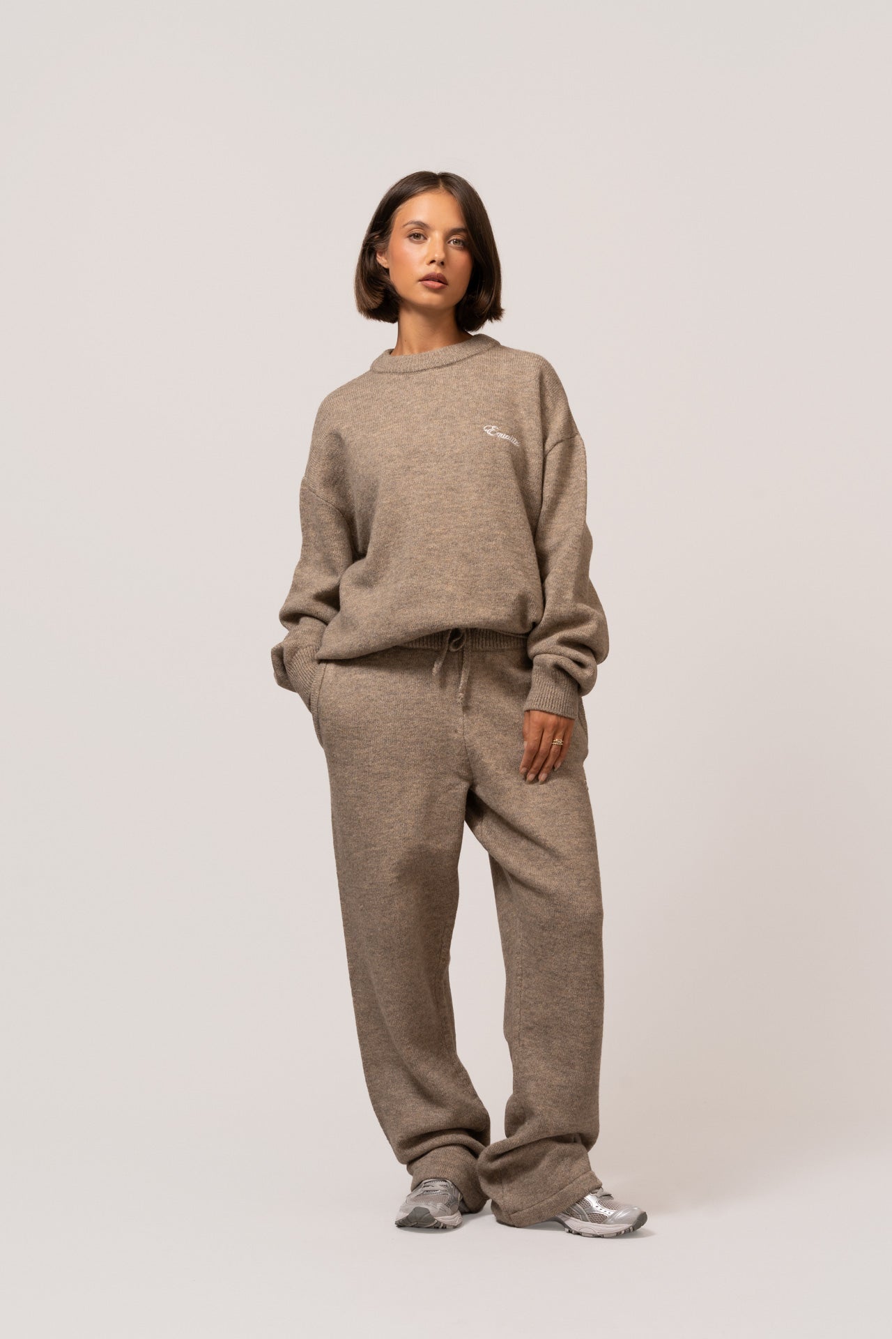 FLUFFY KNIT PANTS | TAUPE