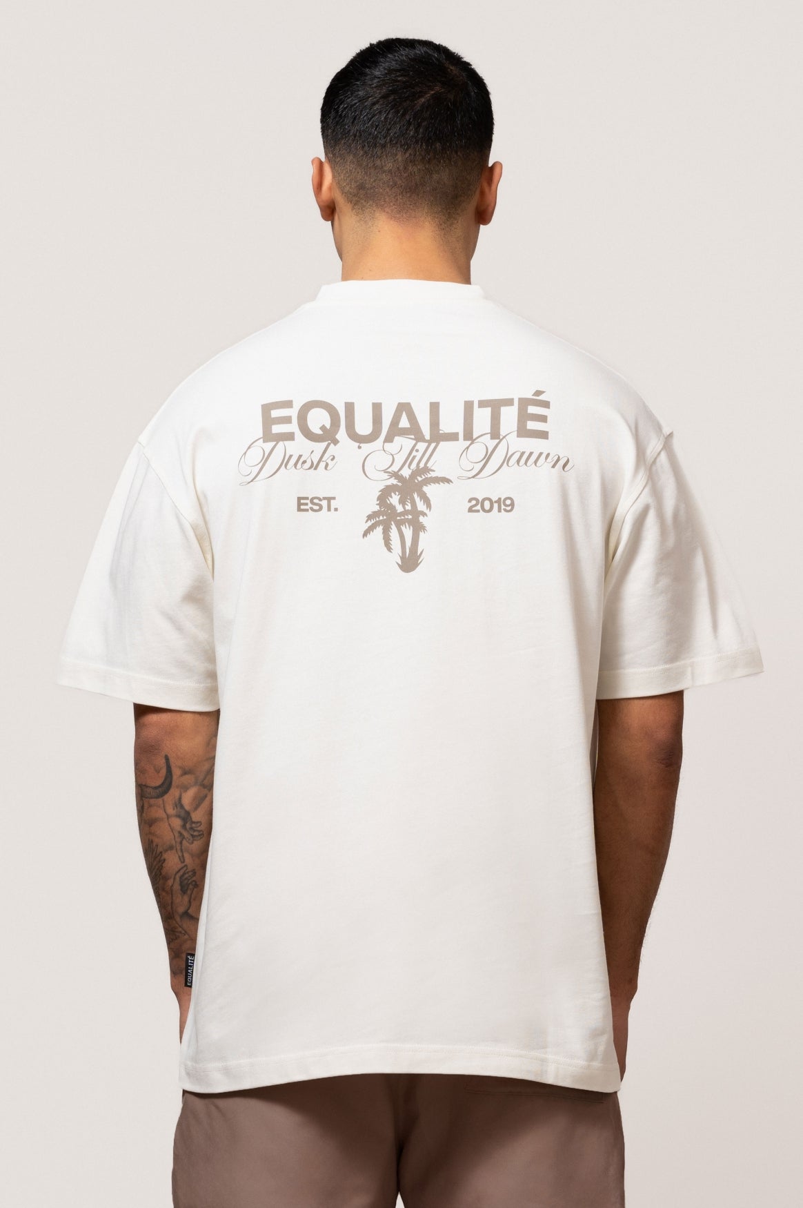 Levana Oversized Tee | Off-White & Taupe