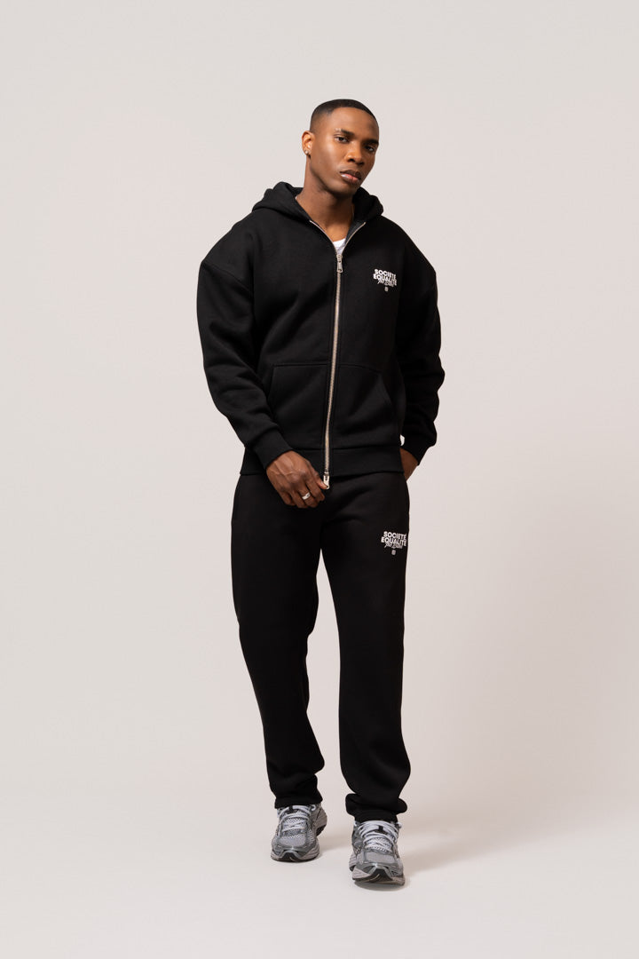 Societe Oversized Full Zip Hoodie | Black