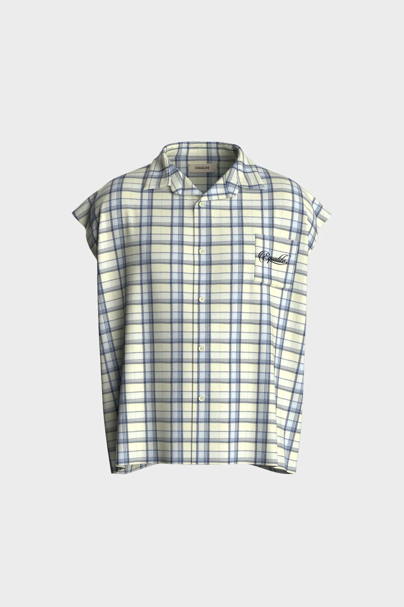 FLANNEL TANK SHIRT | SOFT YELLOW & LIGHT BLUE