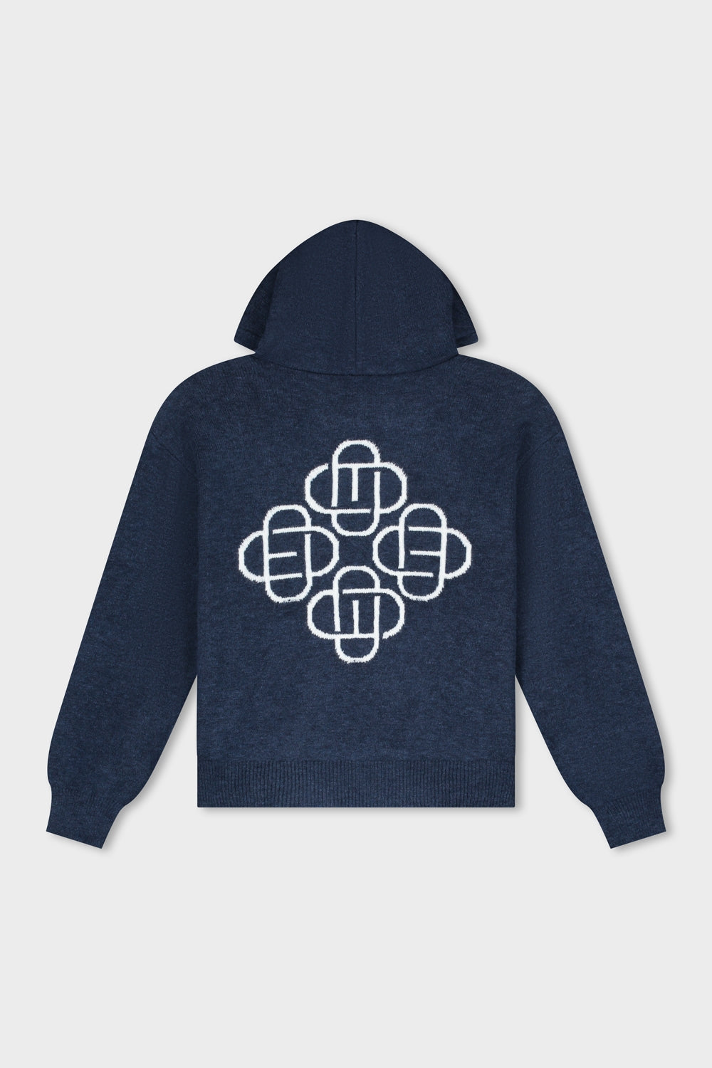 FLUFFY KNIT HOODIE | NAVY