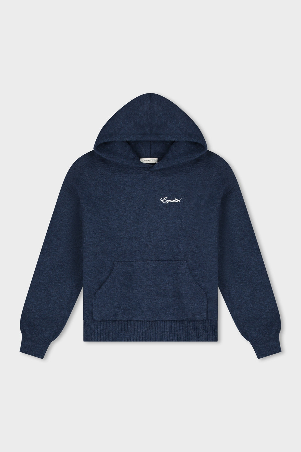FLUFFY KNIT HOODIE | NAVY