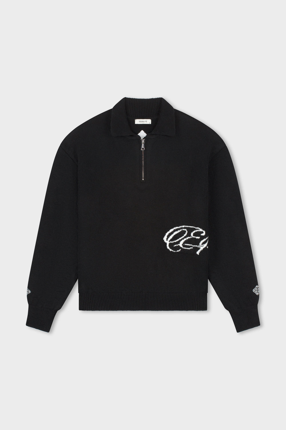 FLUFFY KNIT QUARTER ZIP POLO | BLACK