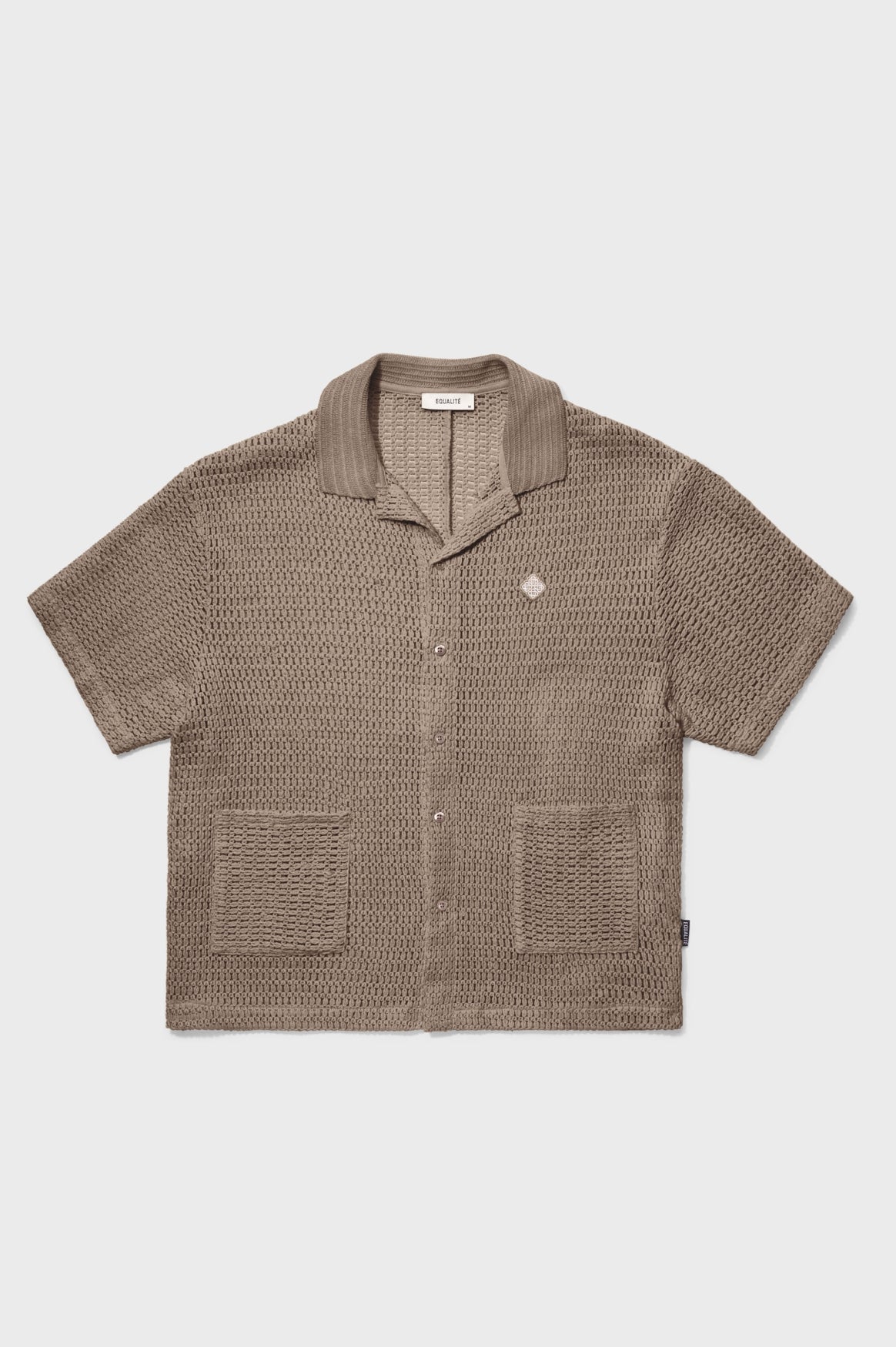 LYRA KNITTED CROCHED SHIRT | TAUPE