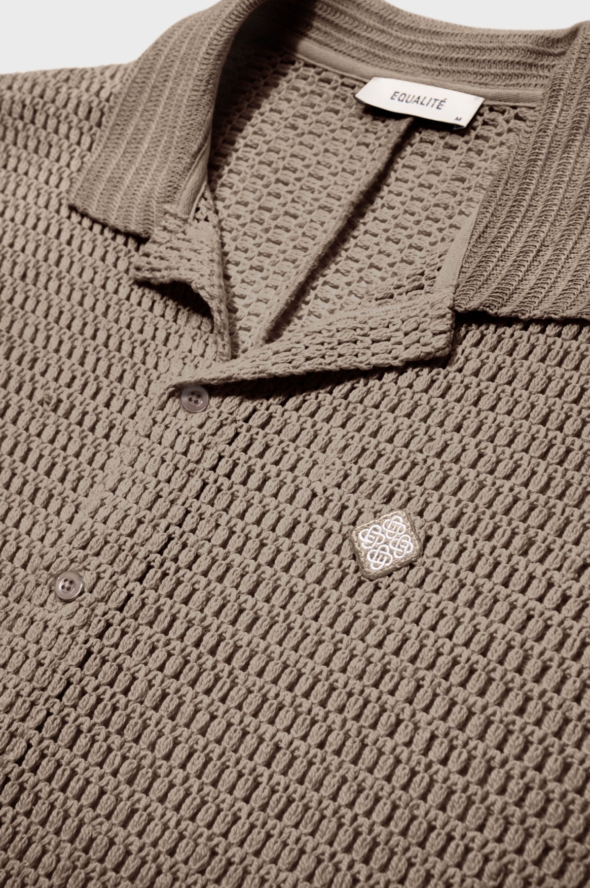 LYRA KNITTED CROCHED SHIRT | TAUPE