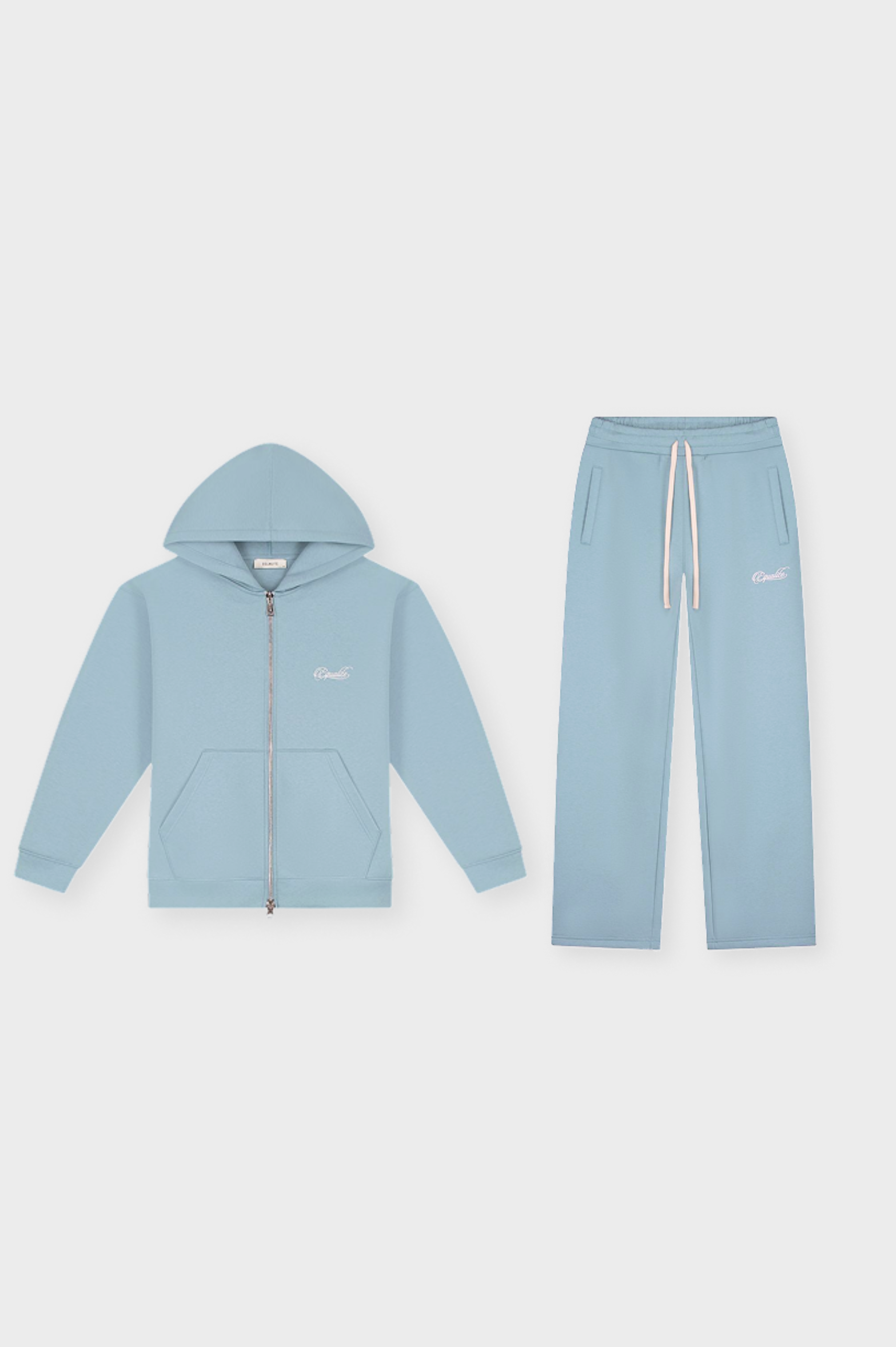 YUKI FULL ZIP JOGGER SET | WASHED LIGHT BLUE