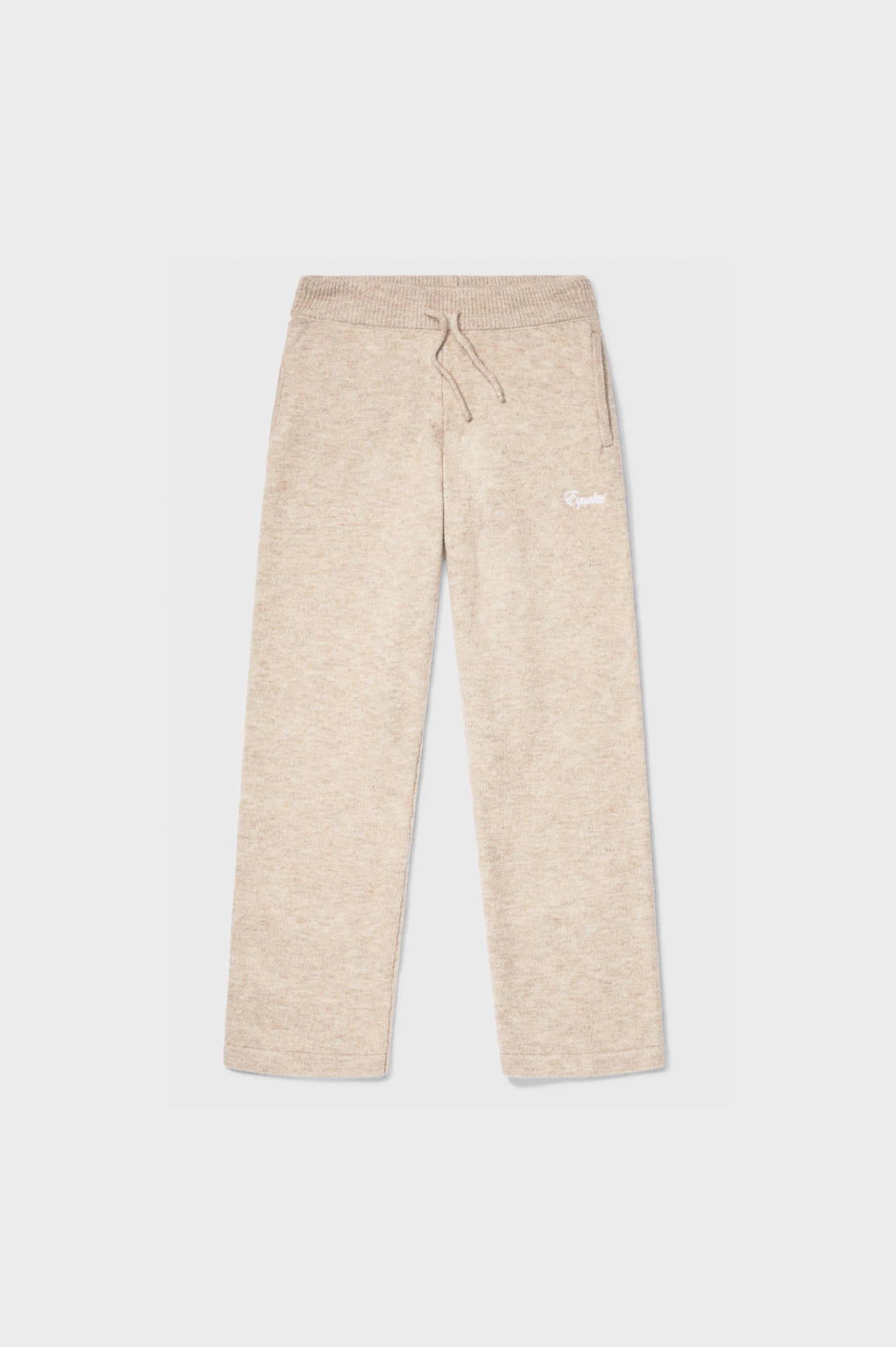 FLUFFY KNIT STRAIGHT FIT PANTS | BEIGE