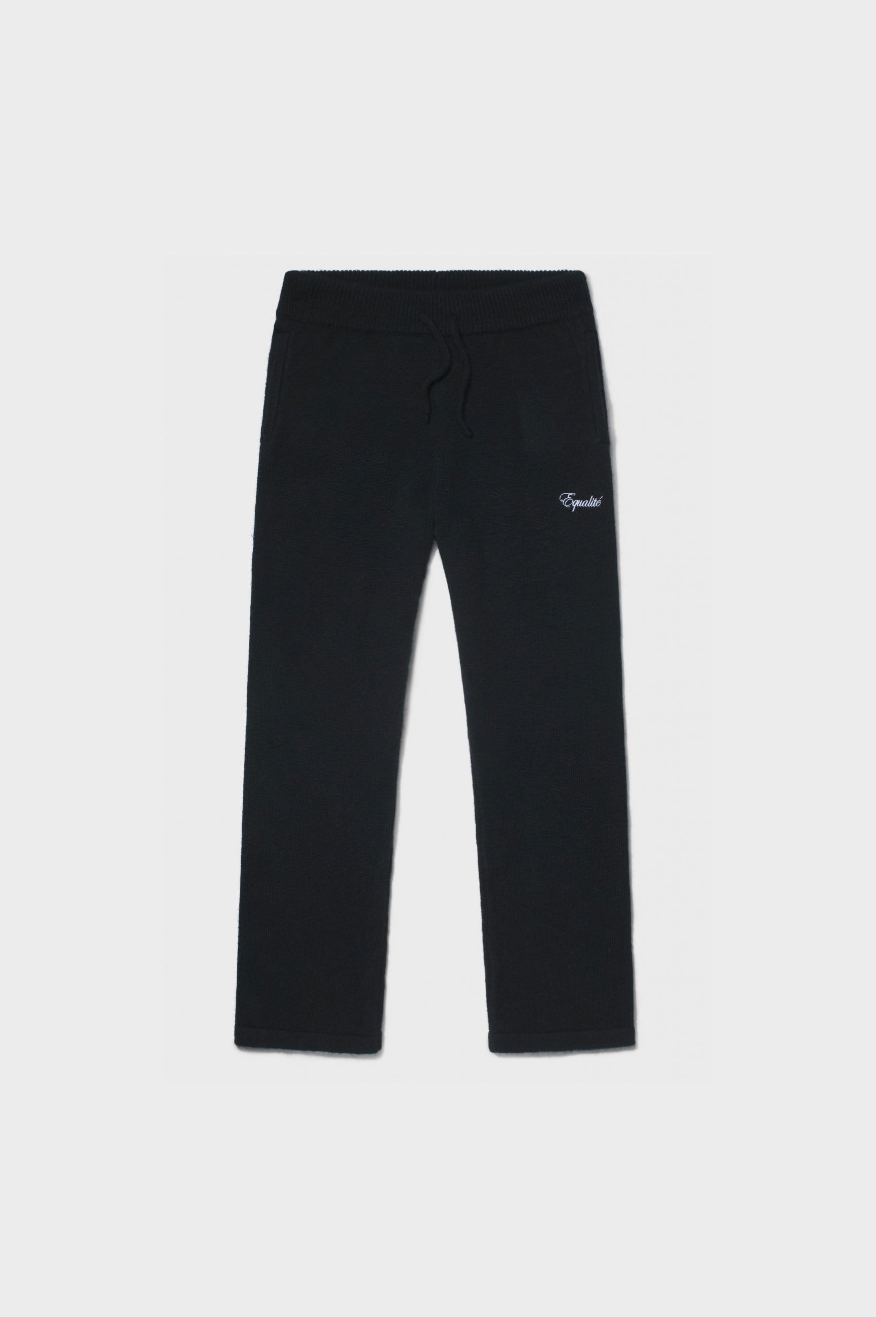 FLUFFY KNIT STRAIGHT FIT PANTS | BLACK